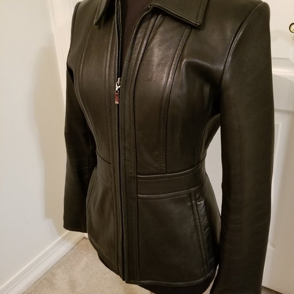 Ladies black Leather Jacket by Jones NY Size Small - Picture 13 of 16